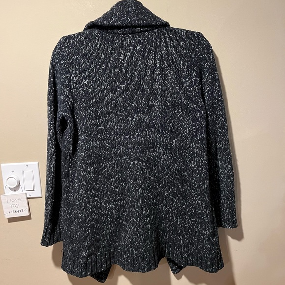 Eddie Bauer S Black Heather Knit Cardi Sweater - Picture 8 of 11